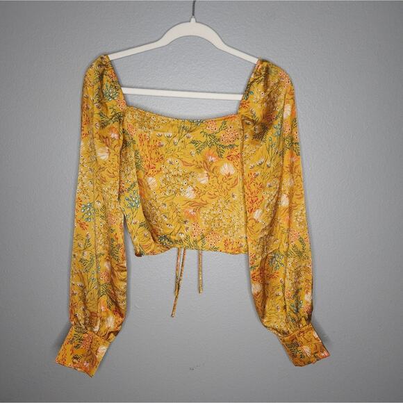 Forever 21 satin long sleeve blouse top - Picture 5 of 7